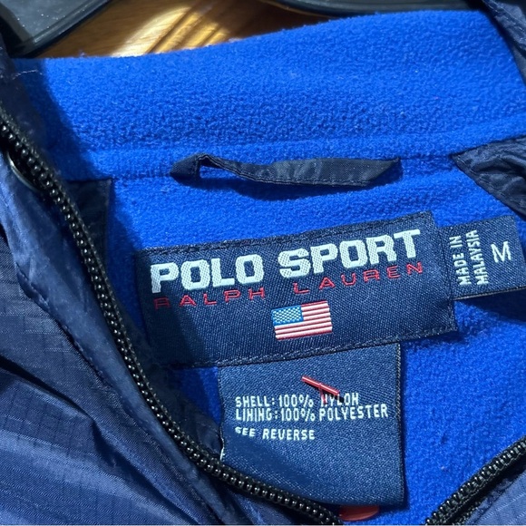 Vintage 90’s Polo Sport Ralph Lauren Dark Blue Raincoat Men’s Medium - Picture 6 of 9